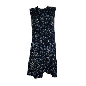 Banana‎ Republic Dress Womens Size L Large Blue Floral Button Front Sleeveless